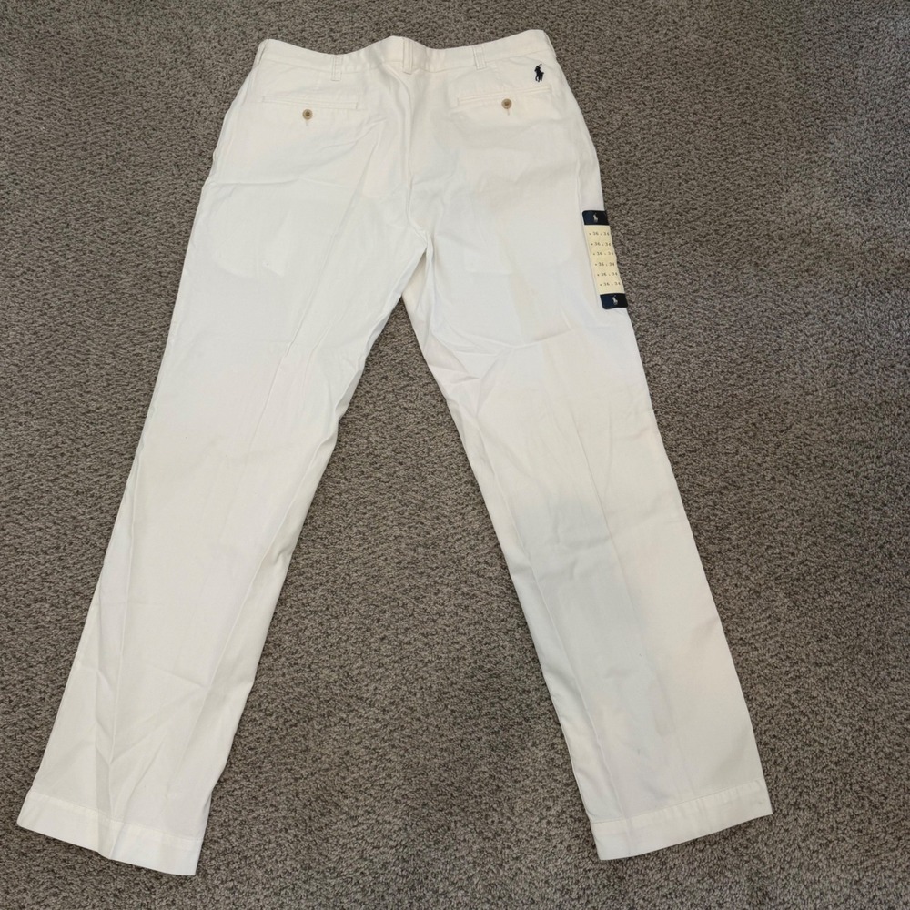 Polo Ralph Lauren Baxter CRM Mens Chinos Cream White Cotton Pants 36x34 NWT - Picture 2 of 10